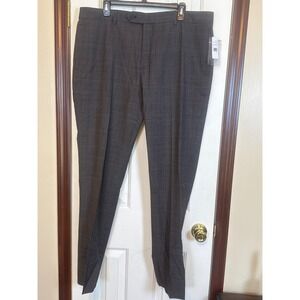 Brooks Brothers Plaid Dress Pants Mens‎ Gray Wool Blend Flat Front W38 L32